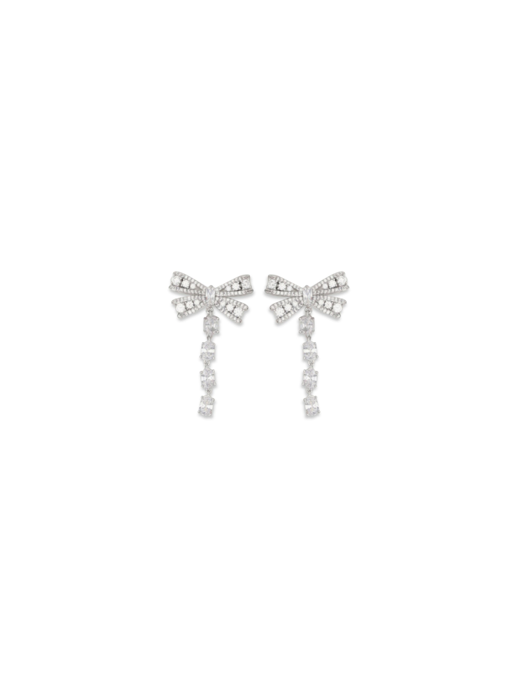 SELF-PORTRAIT OS crystal bow drop earrings