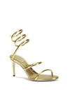metallic cleo sandals in leather