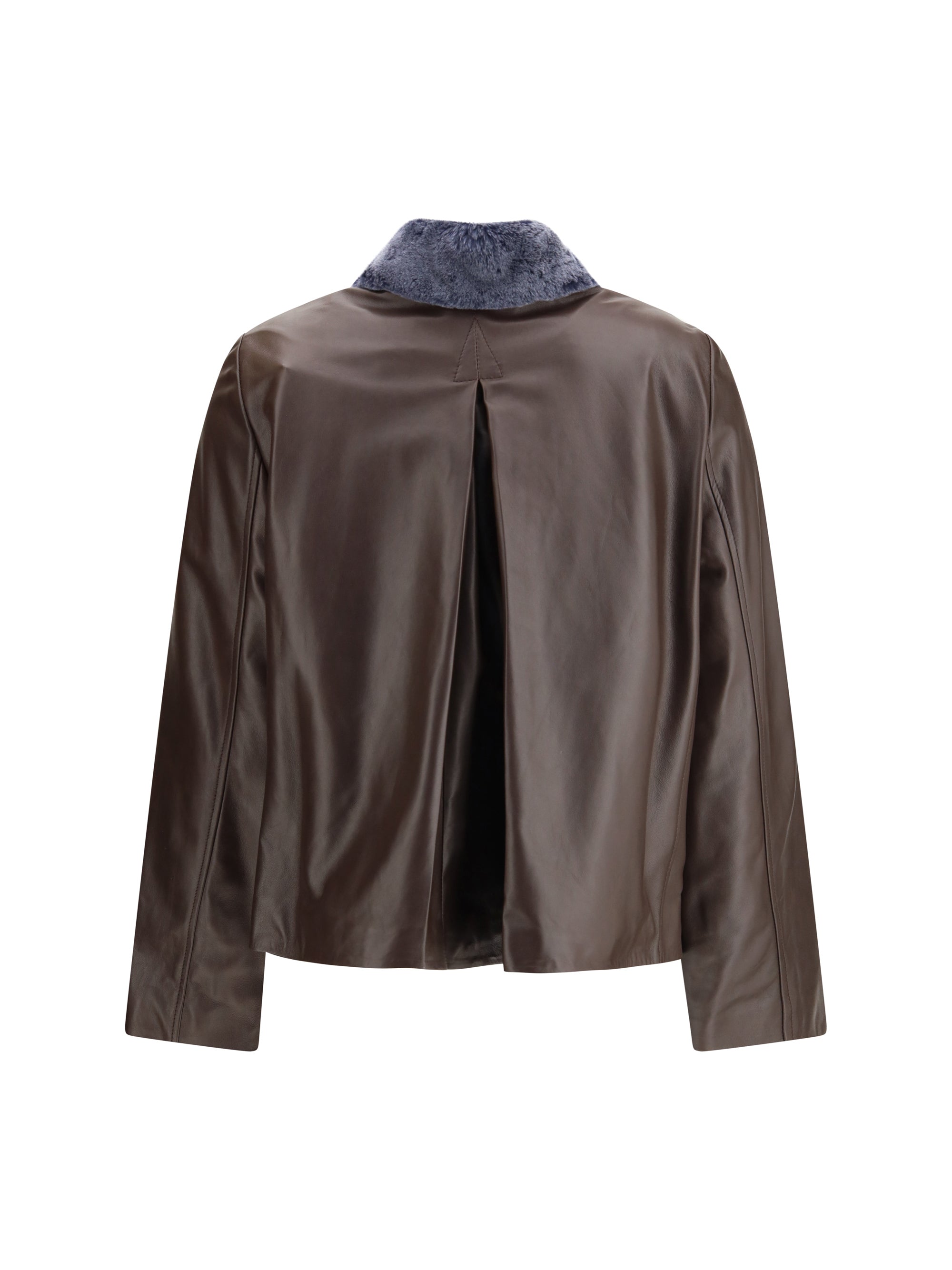 leather jacket with a shearling collar
