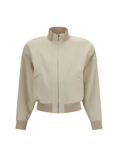 zip bomber jacket in silk poplin
