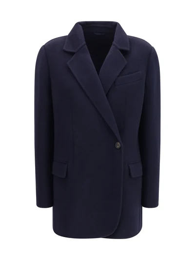 single-breasted wool and cashmere jacket