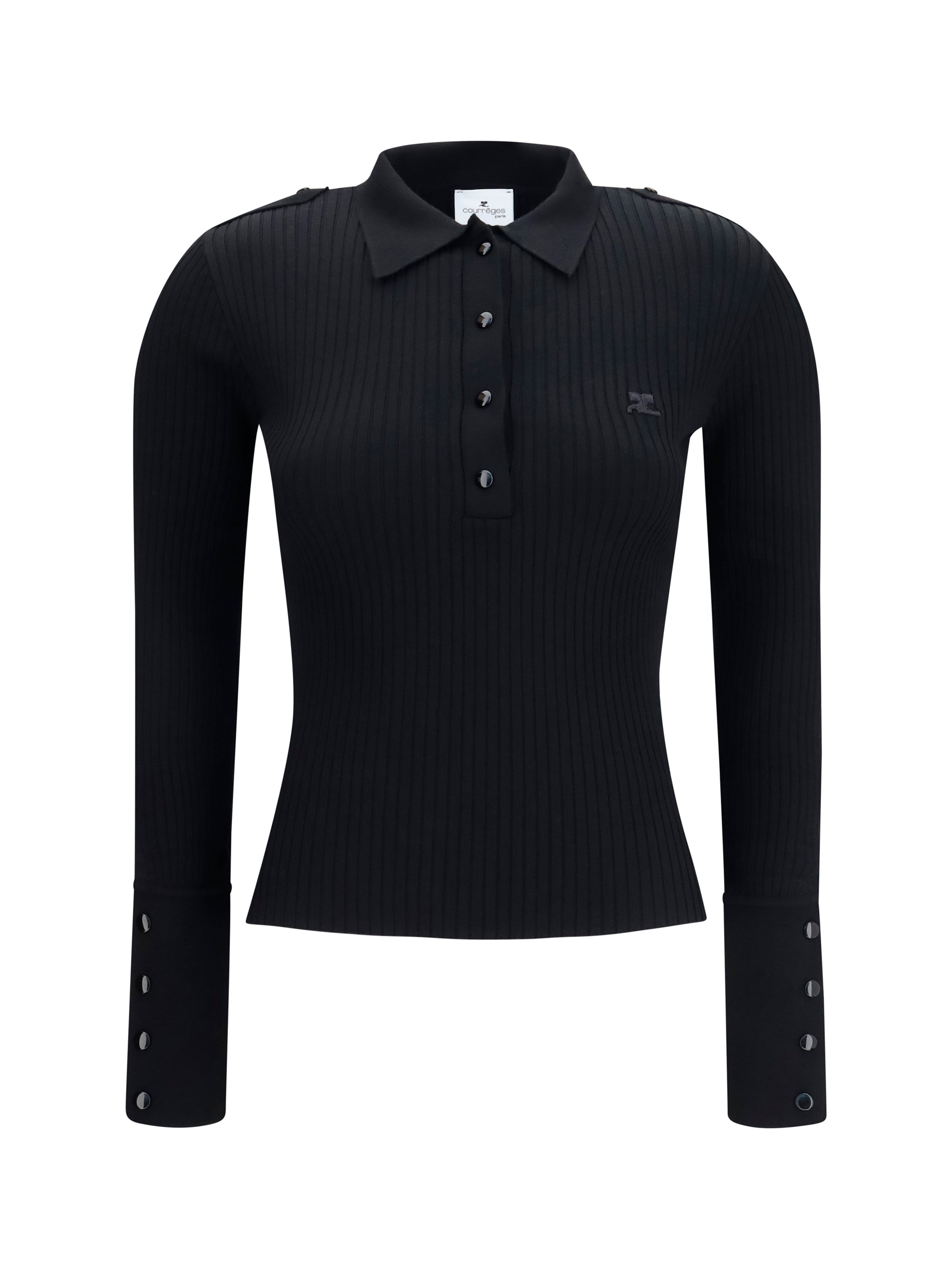 COURRÈGES M ribbed knit polo shirt