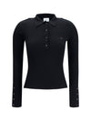 ribbed knit polo shirt