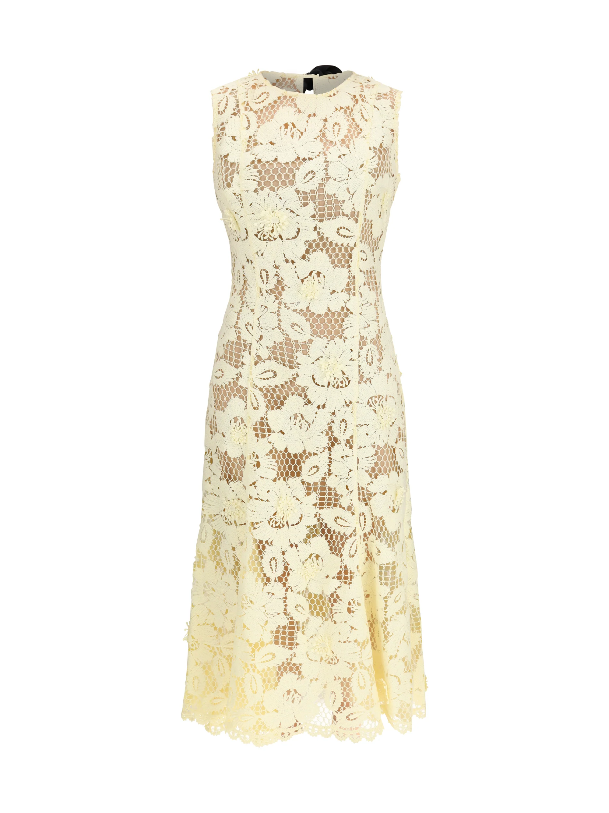 crochet lace midi dress