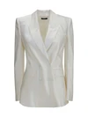 polka-dot satin double-breasted blazer