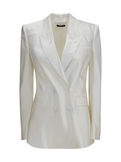 polka-dot satin double-breasted blazer