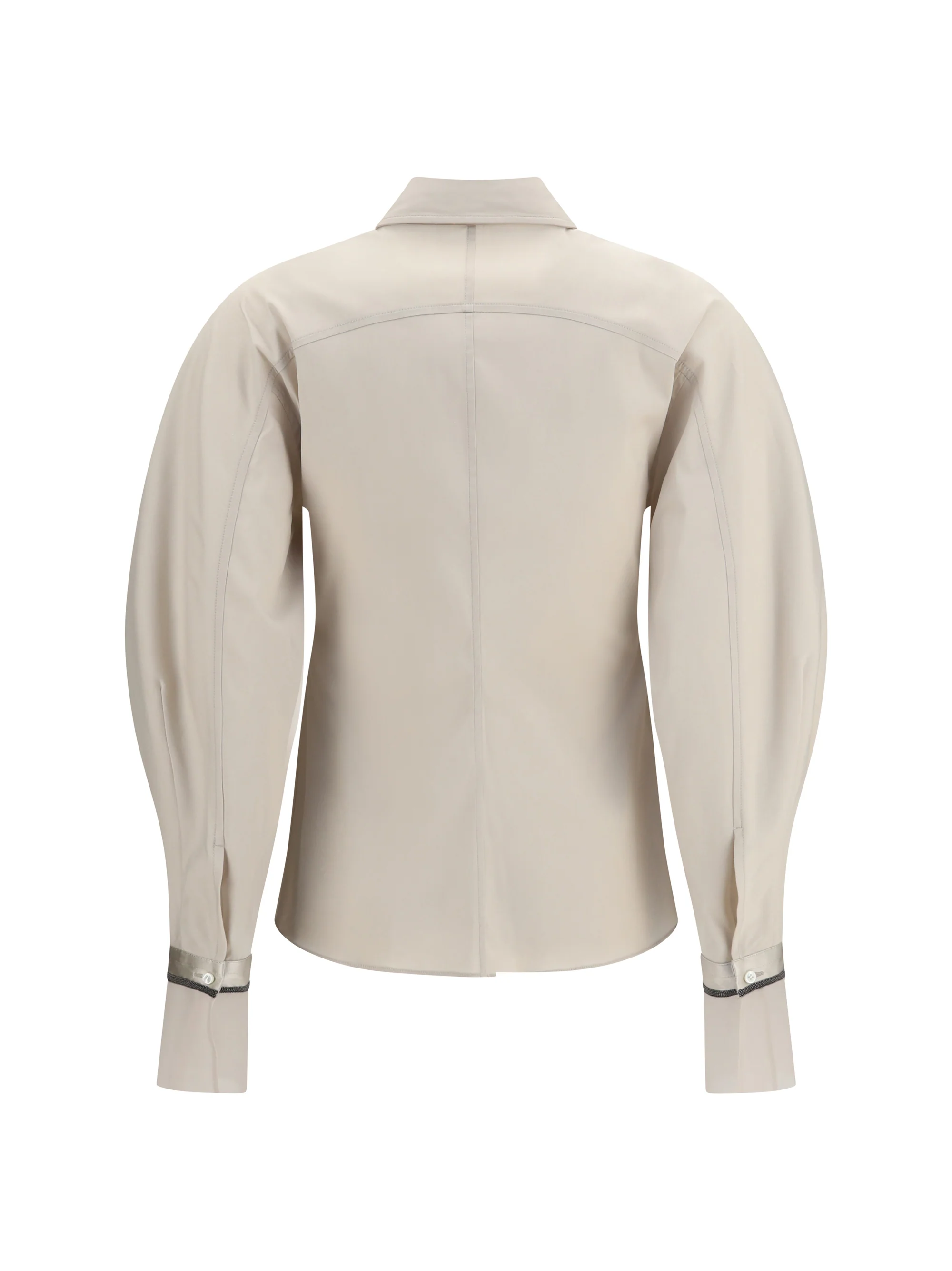 BRUNELLO CUCINELLI L stretch cotton poplin shirt with shiny silk cuffs