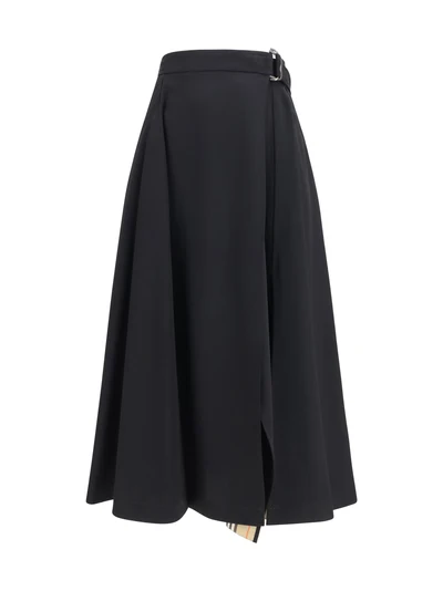wool twill midi skirt