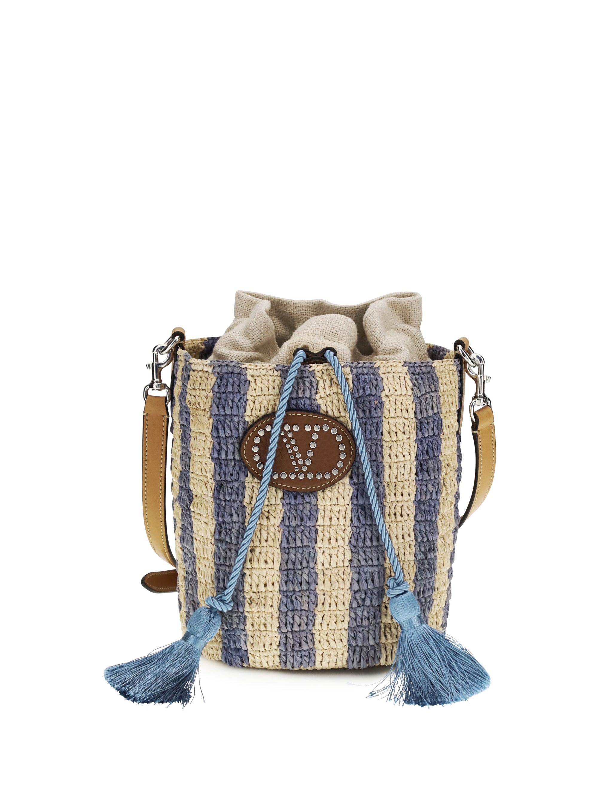 VALENTINO GARAVANI OS striped raffia bucket bag 