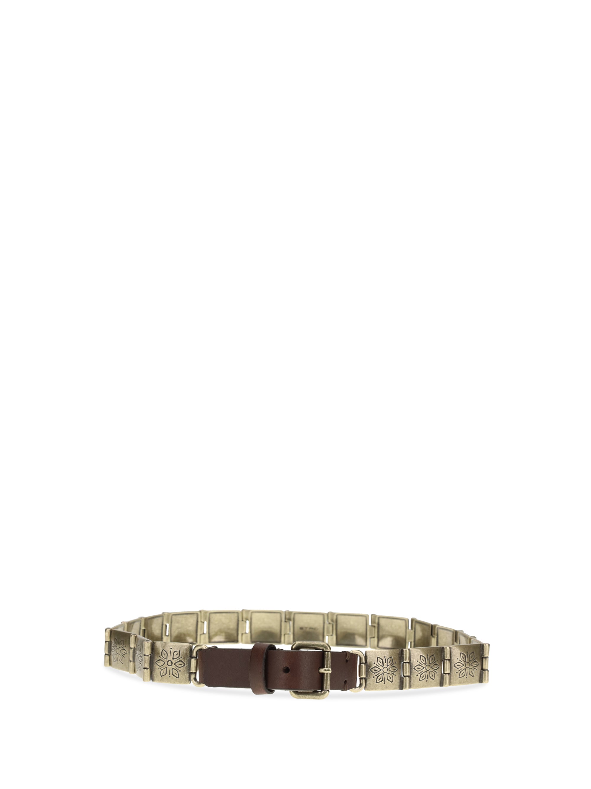 ETRO M engraved metal and leather belt