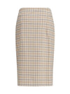checked cotton poplin pencil skirt