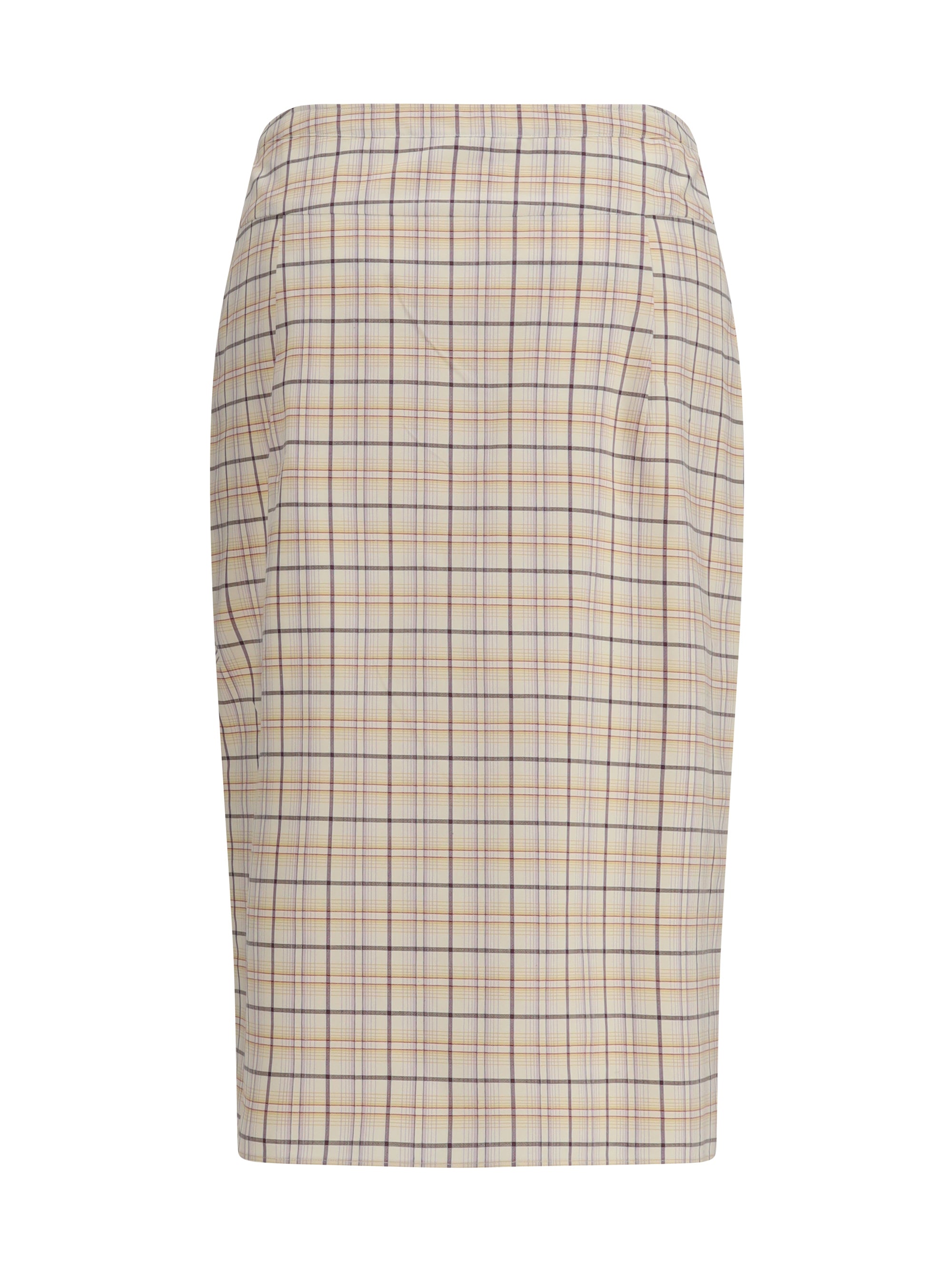 checked cotton poplin pencil skirt
