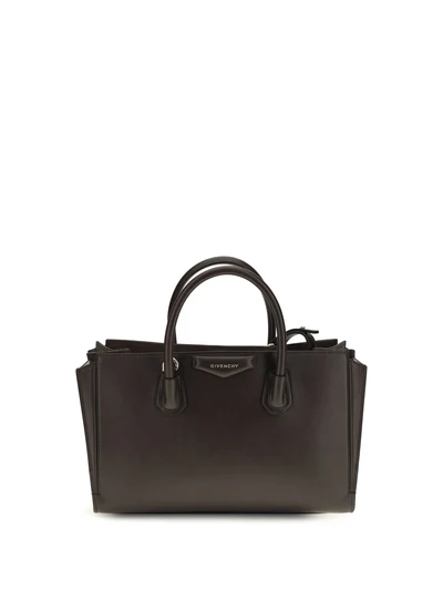 small antigona catchall glossy grained leather handbag