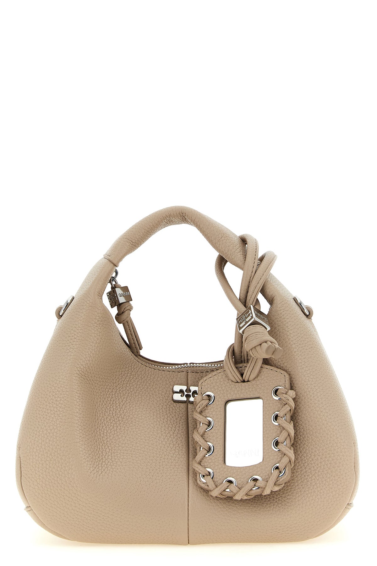GANNI OS mini hobo hammered leather handbag