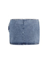 twisted floral denim mini skirt
