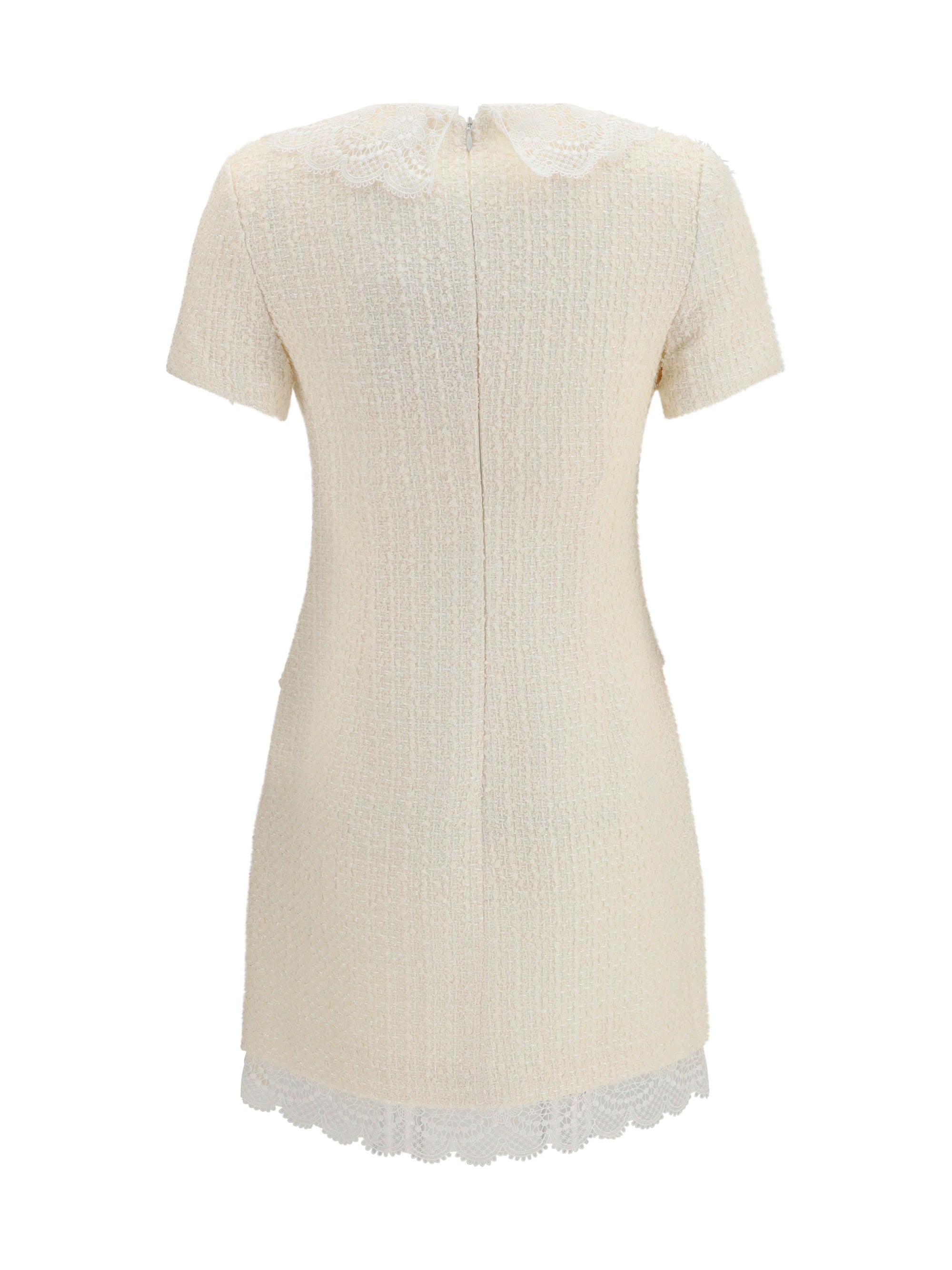 SELF-PORTRAIT 8 tailored mini dress with bouclé lace inserts