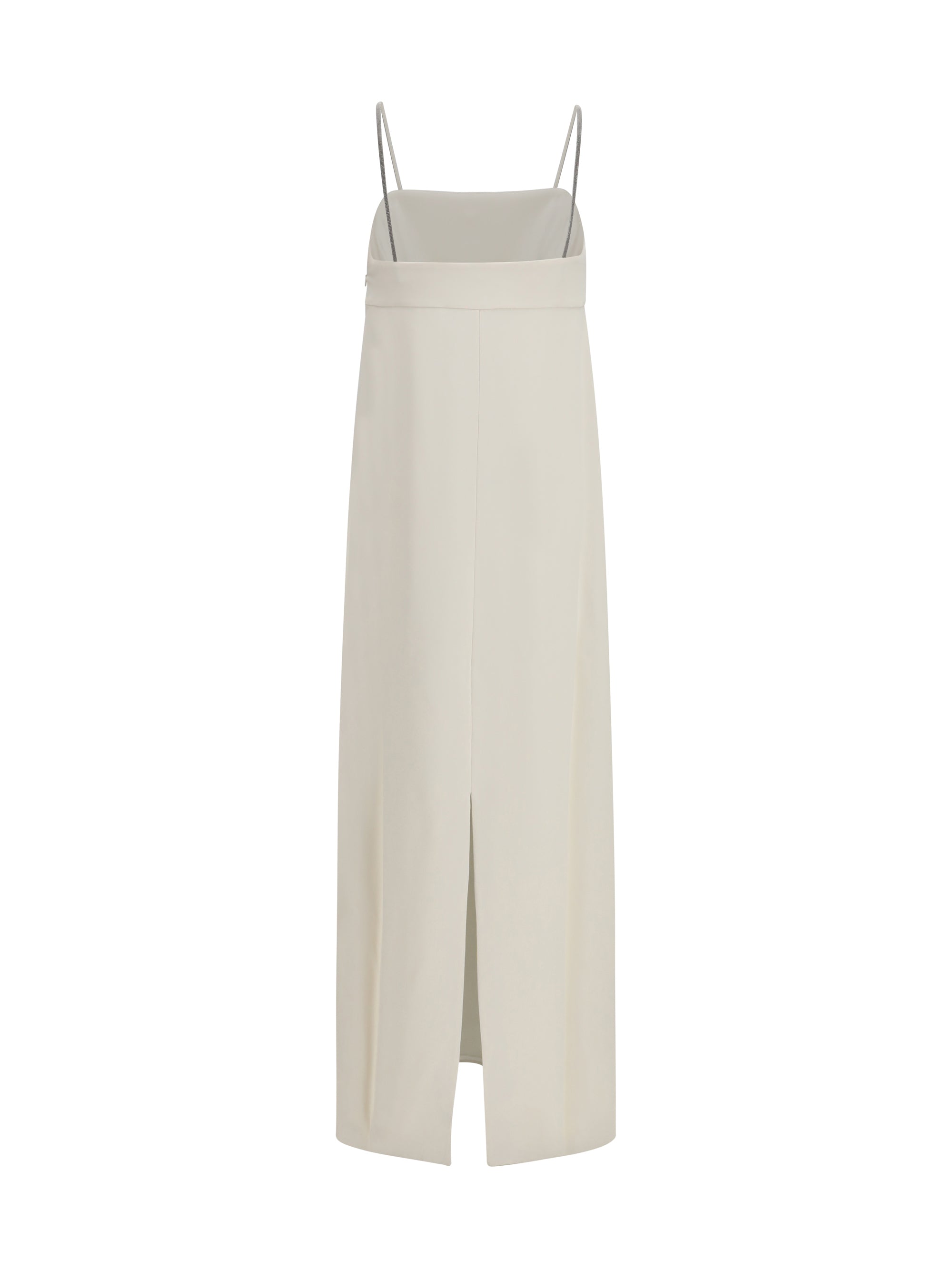BRUNELLO CUCINELLI M long silk dress with monili chain