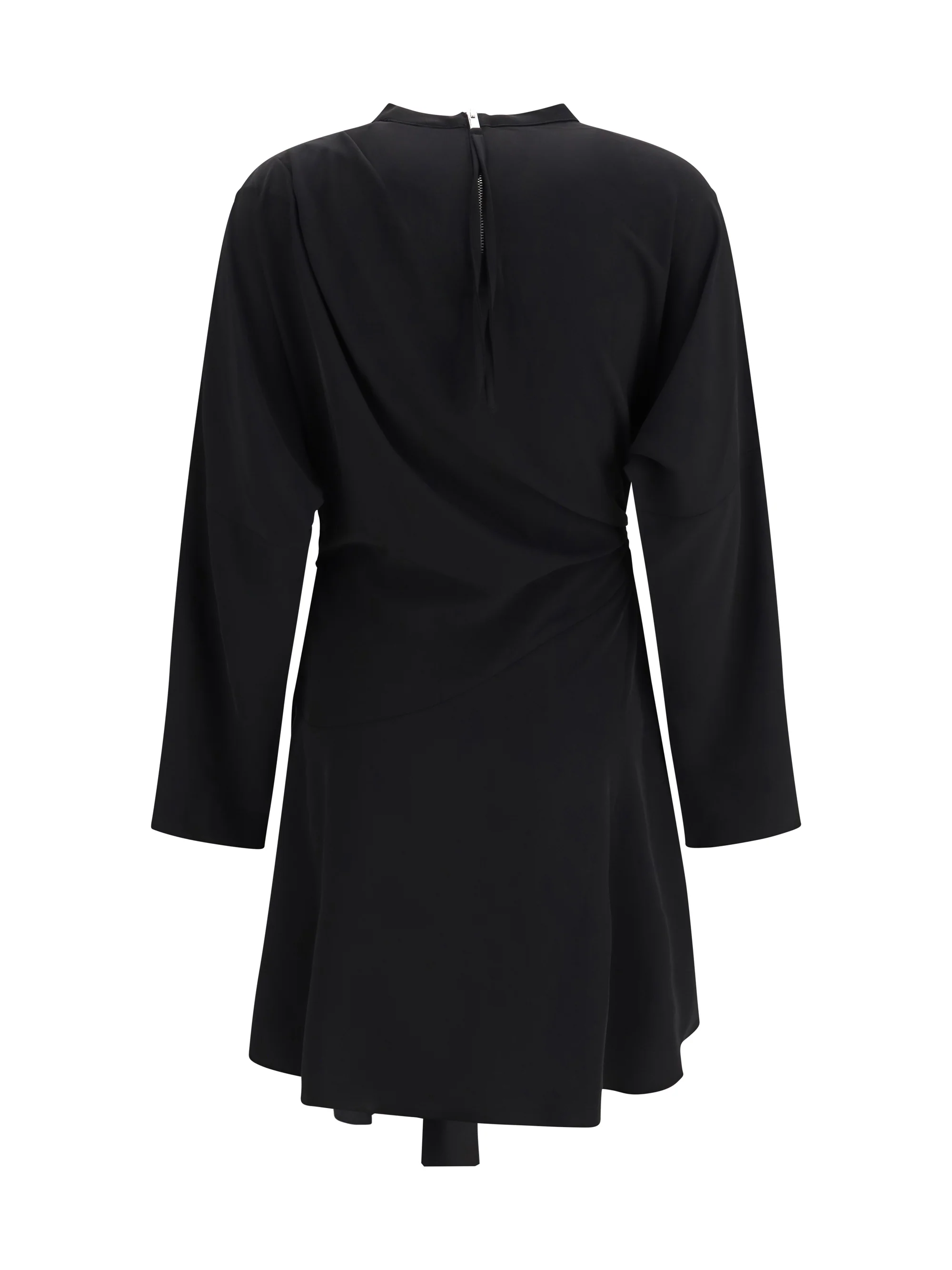 GANNI 36 draped-knot crepe mini dress