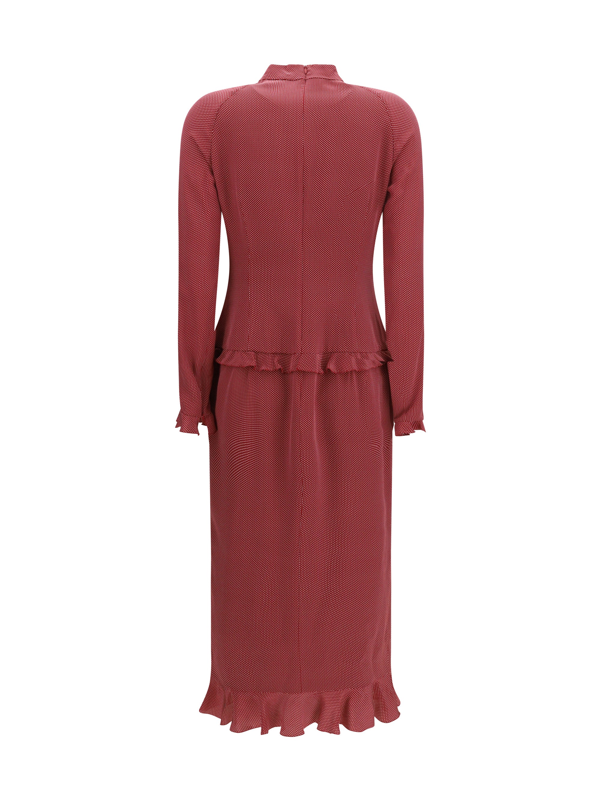 ALESSANDRA RICH 40 silk polka-dot midi dress with appliqué bows