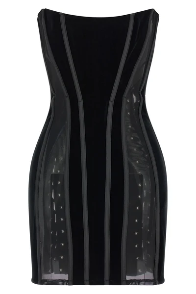 elisabetta franchi mini dress redefines the codes of contemporary corsetry throu