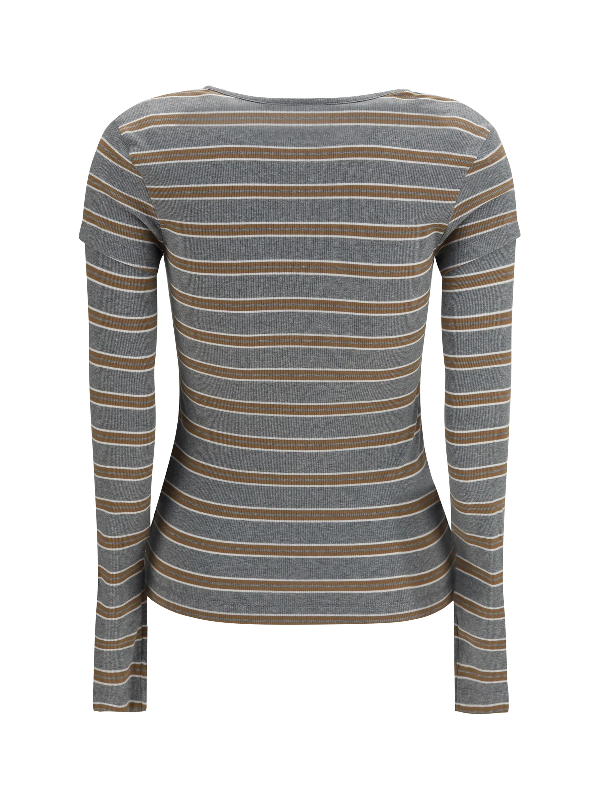 GANNI L ribbed v-neck long-sleeve t-shirt