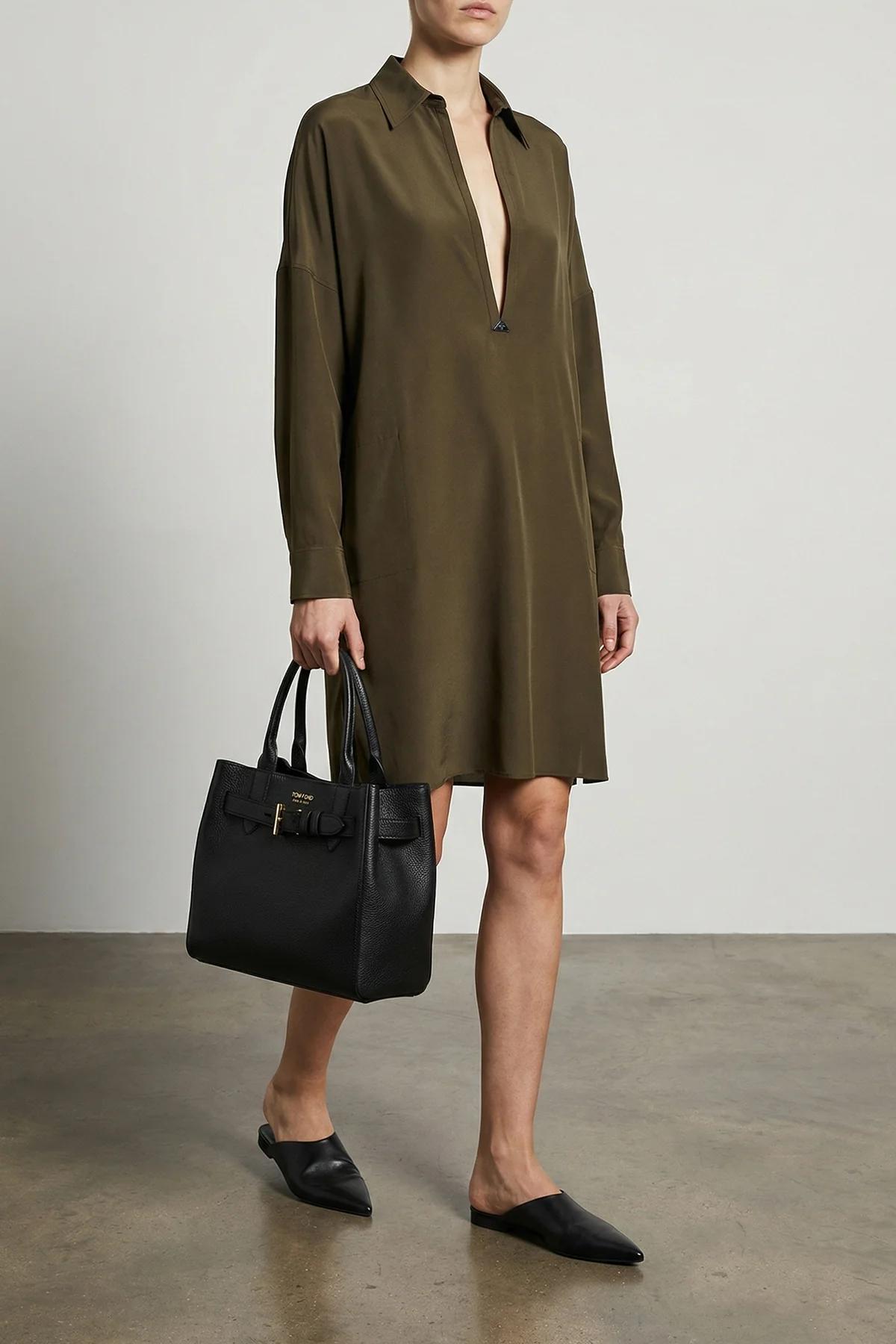 crêpe de chine silk tunic midi dress