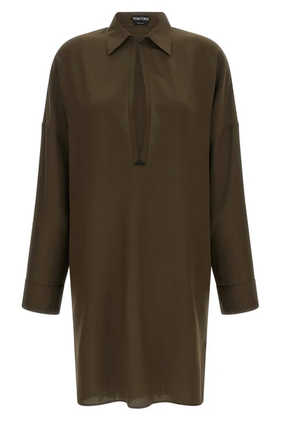 crêpe de chine silk tunic midi dress