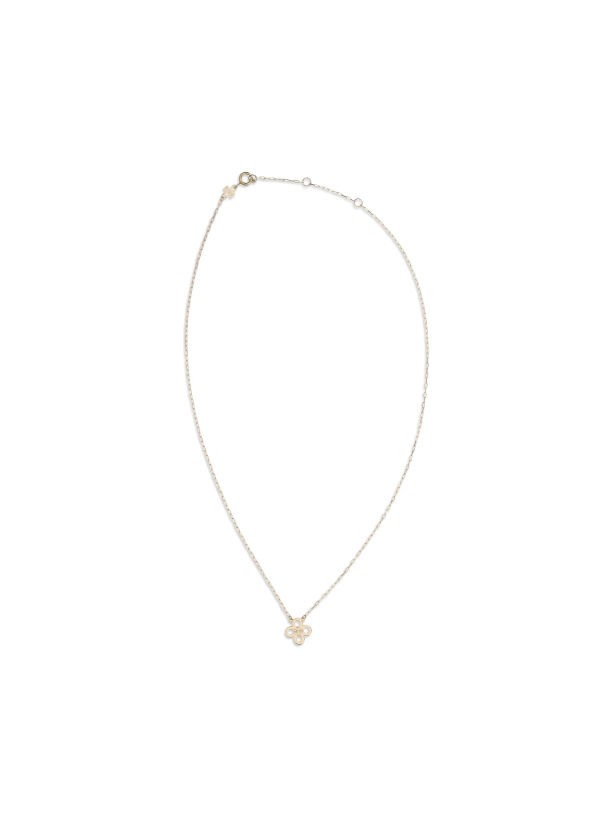TORY BURCH OS forget me not clover pendant necklace
