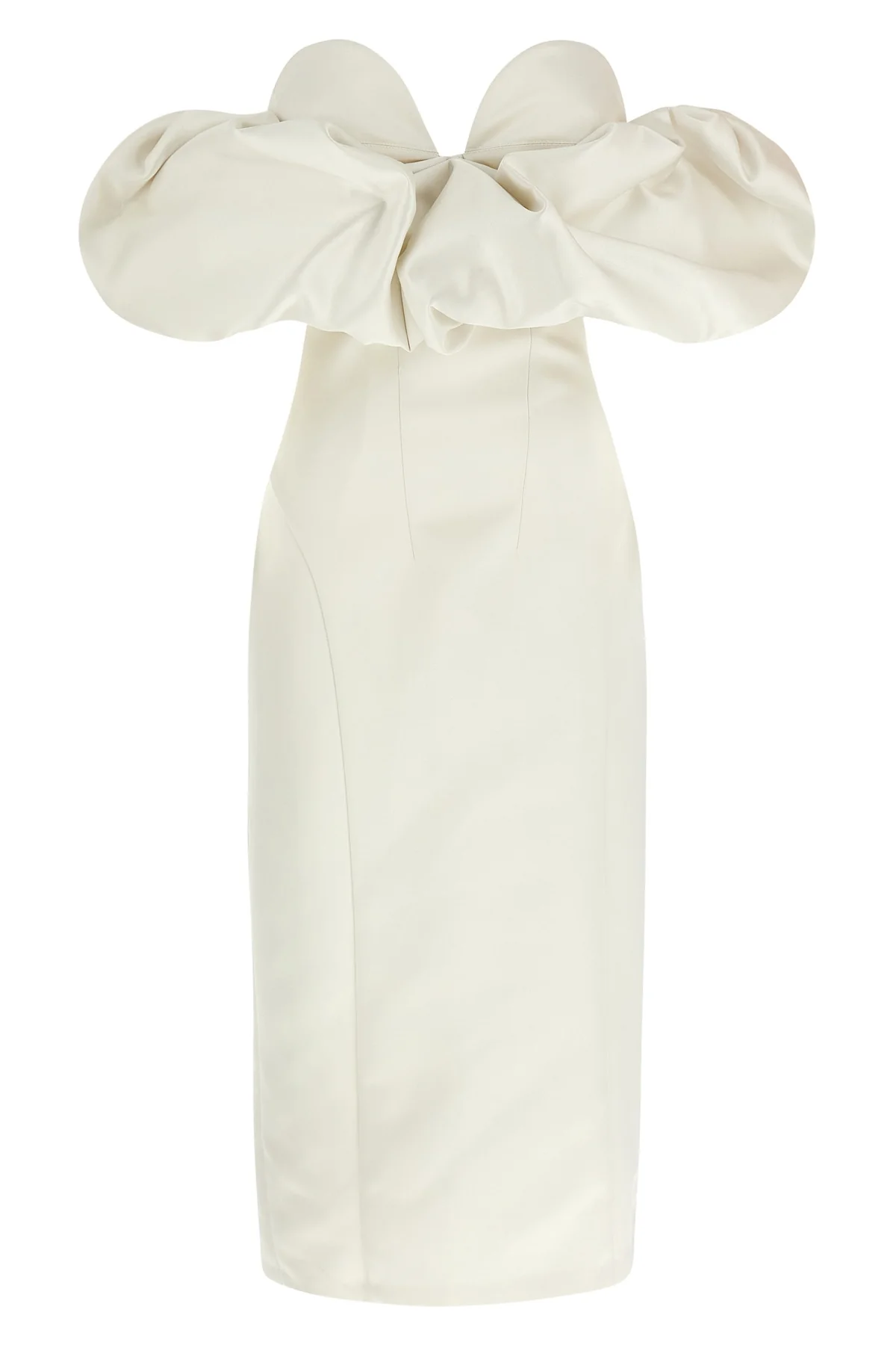 ELISABETTA FRANCHI 40 off-the-shoulder satin sheath dress