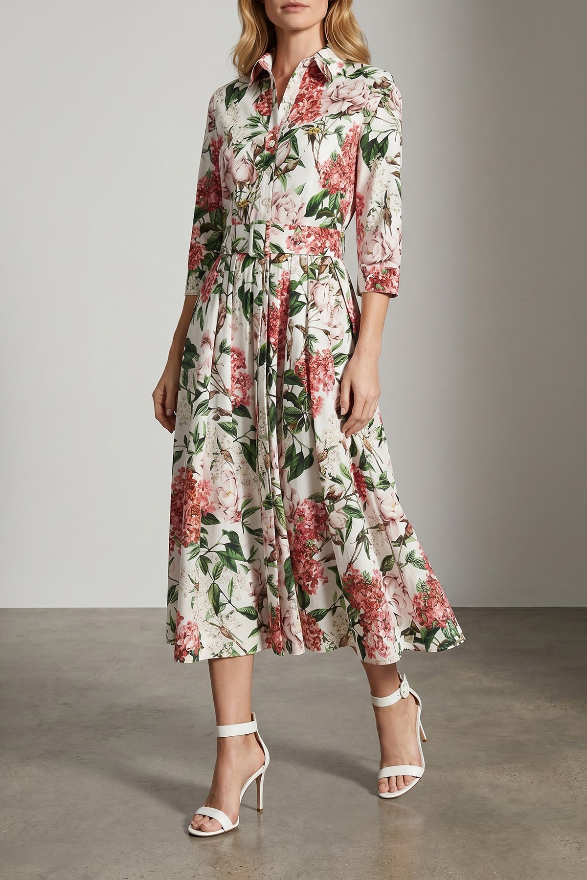 SAMANTHA SUNG 10 all over liliac heaven abelia cotton muslin midi dress
