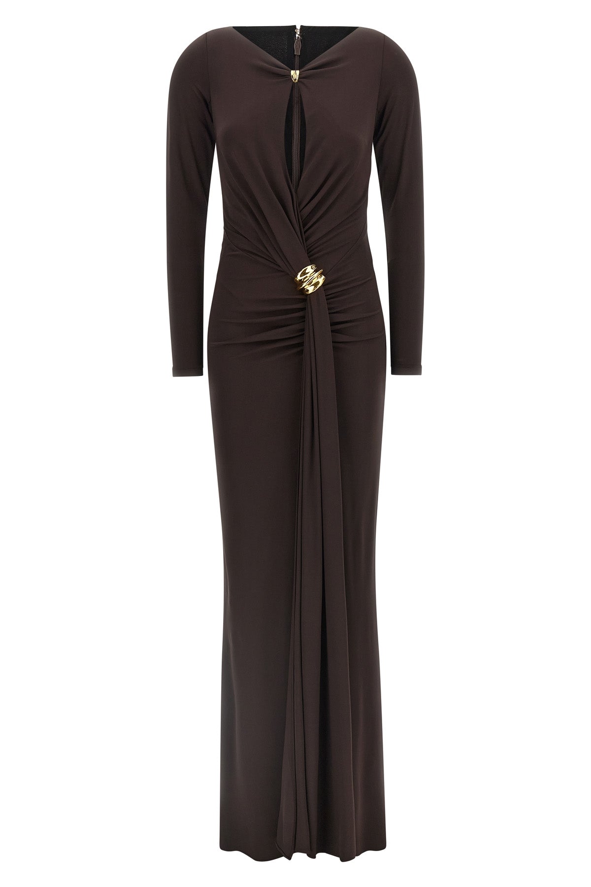 ELISABETTA FRANCHI 38 long red carpet dress in crêpe jersey