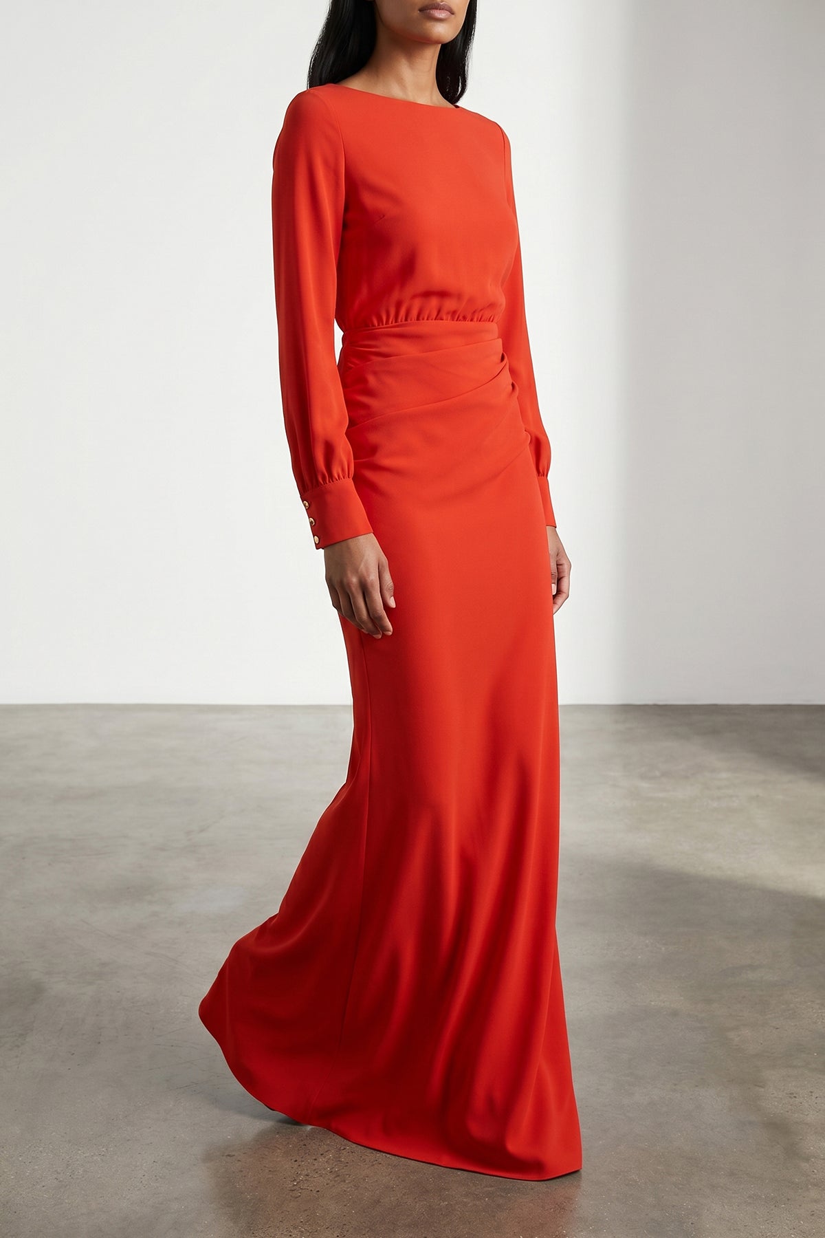 ELISABETTA FRANCHI 44 red carpet long dress in light crêpe