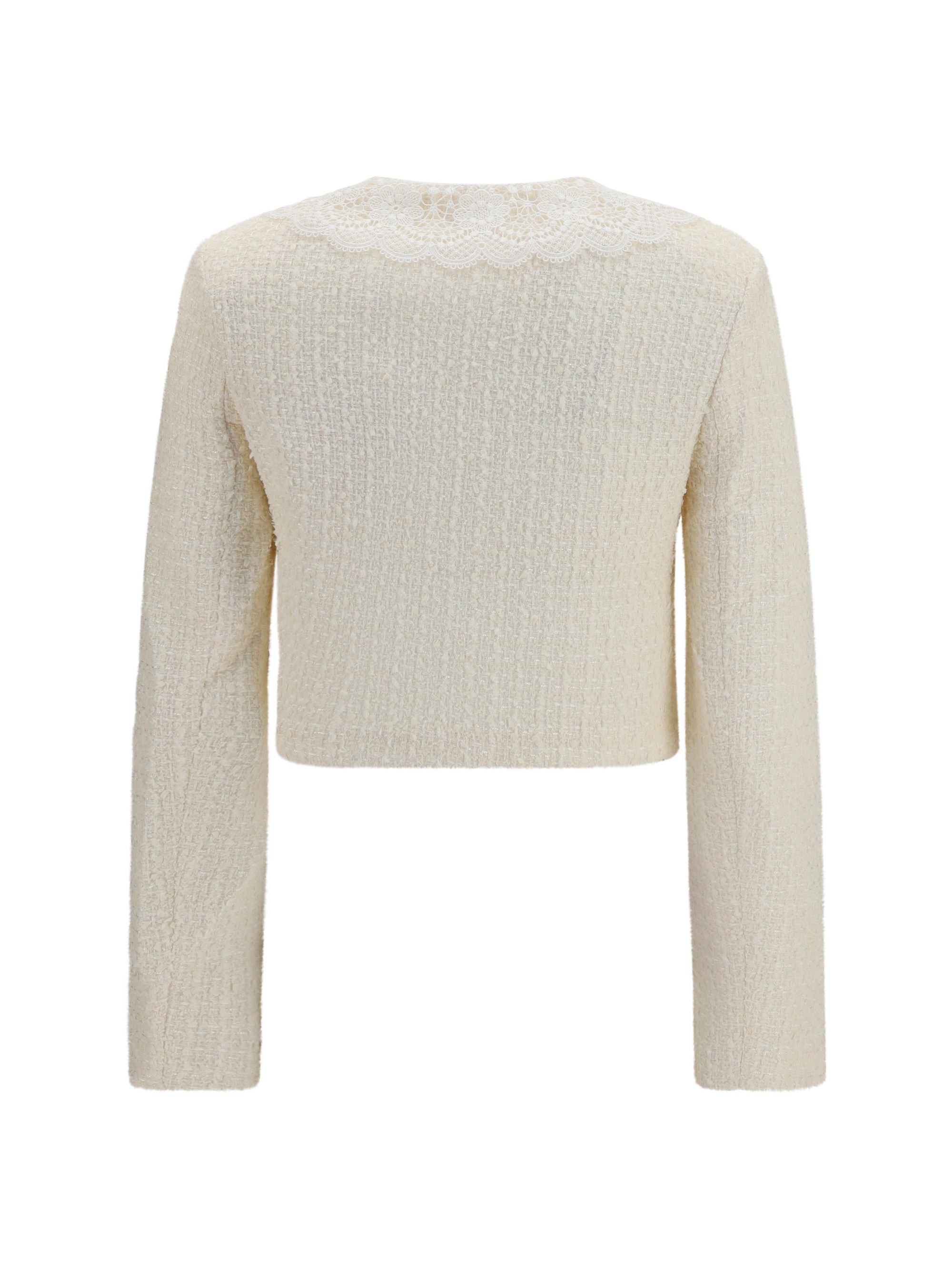 SELF-PORTRAIT 8 bouclé jacket with lace collar 