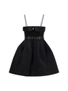 short satin dress with a full skirt