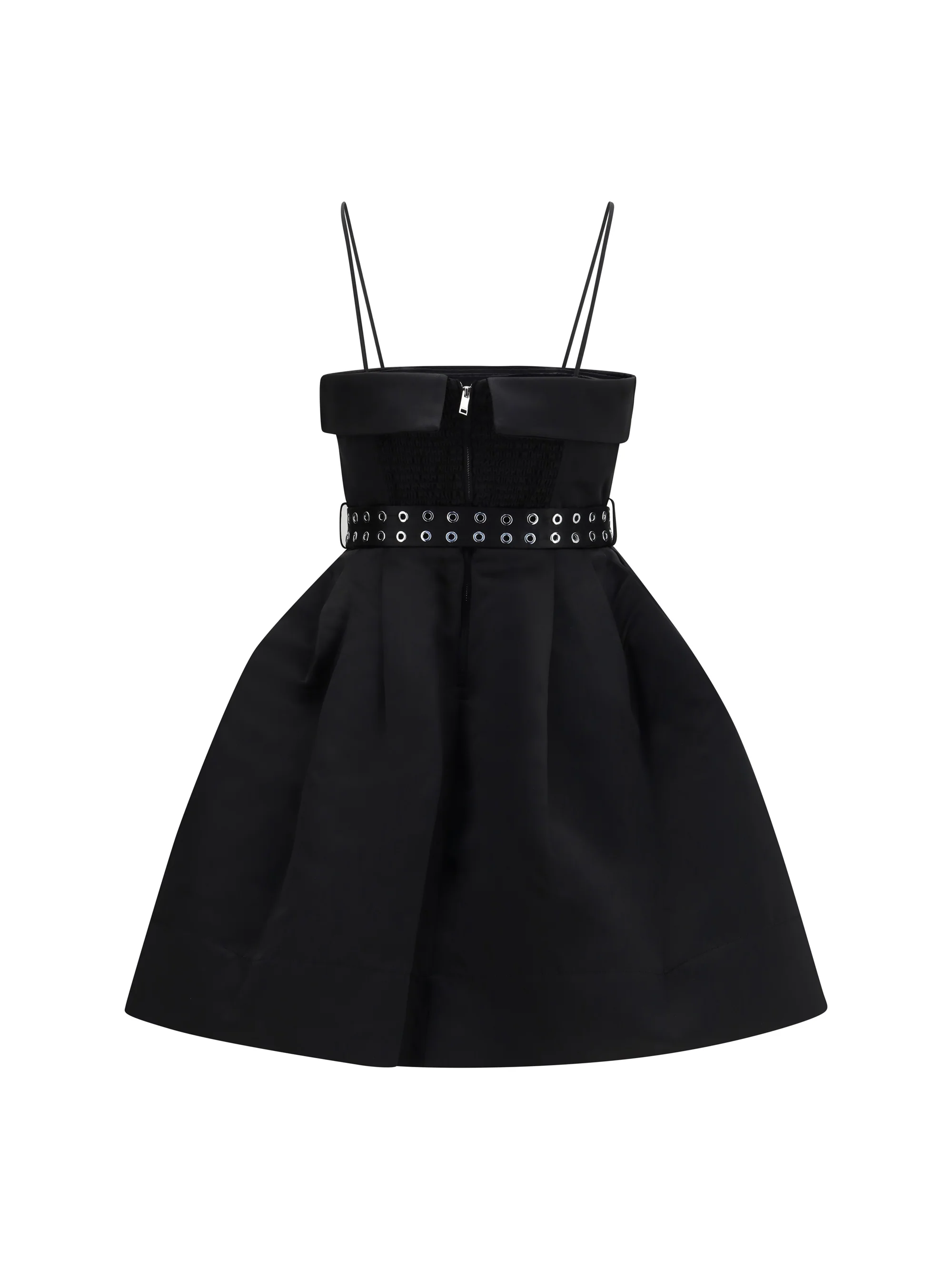 short satin dress with a full skirt