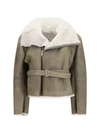cropped suede and shearling flight jacket