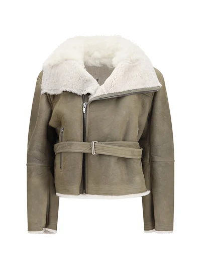 cropped suede and shearling flight jacket