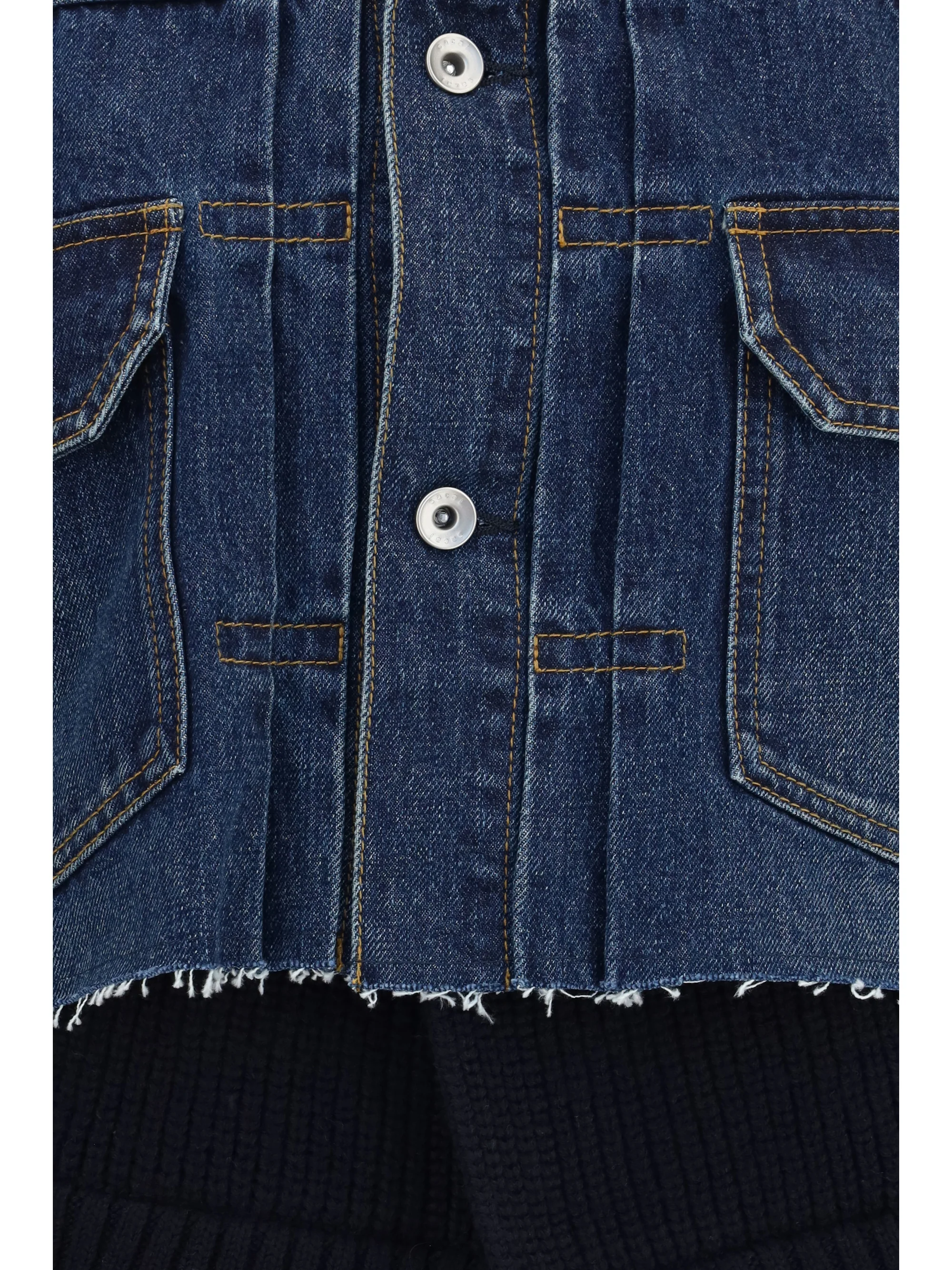 denim jacket with wool knit layer