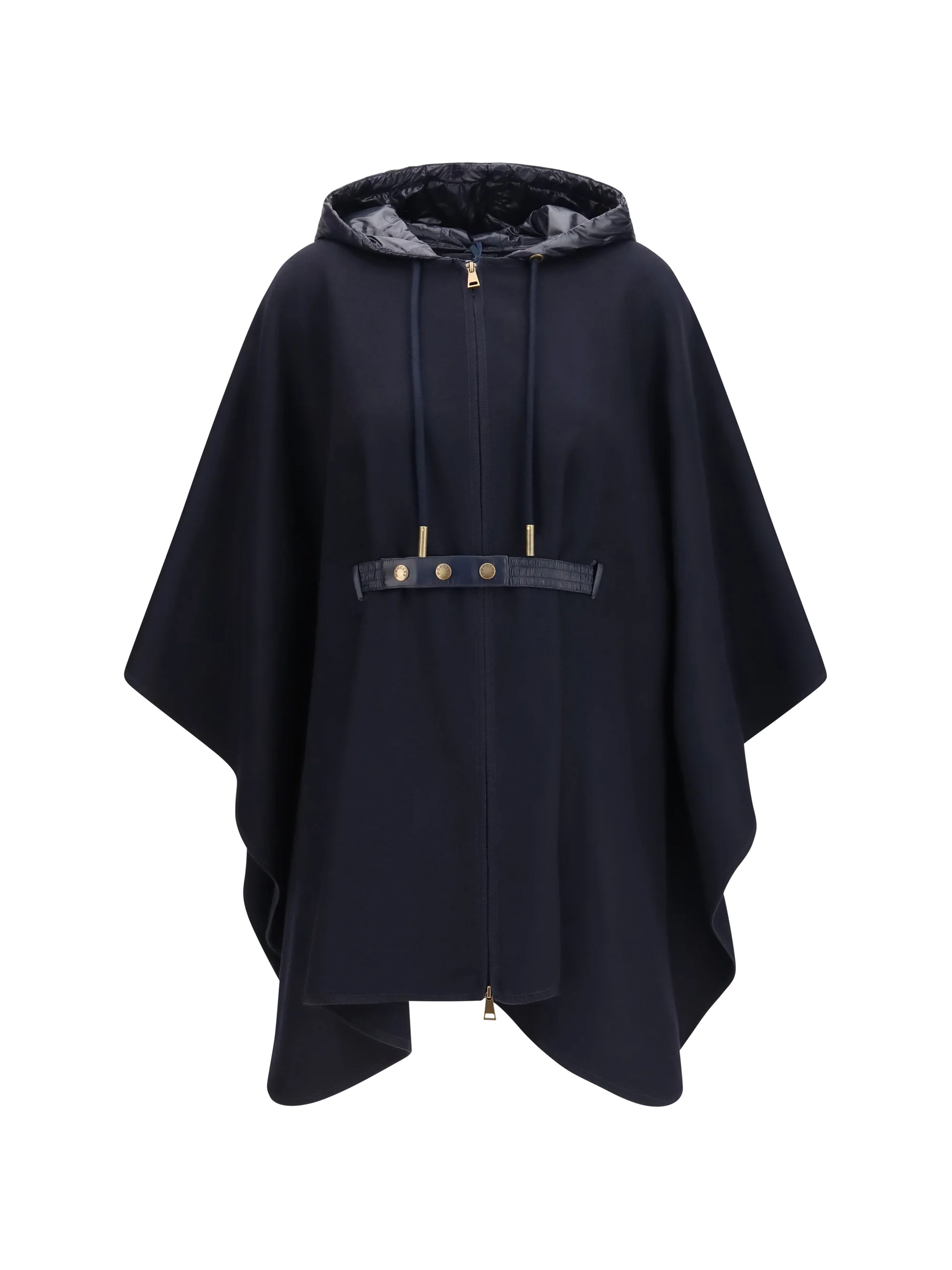 padded wool blend cape