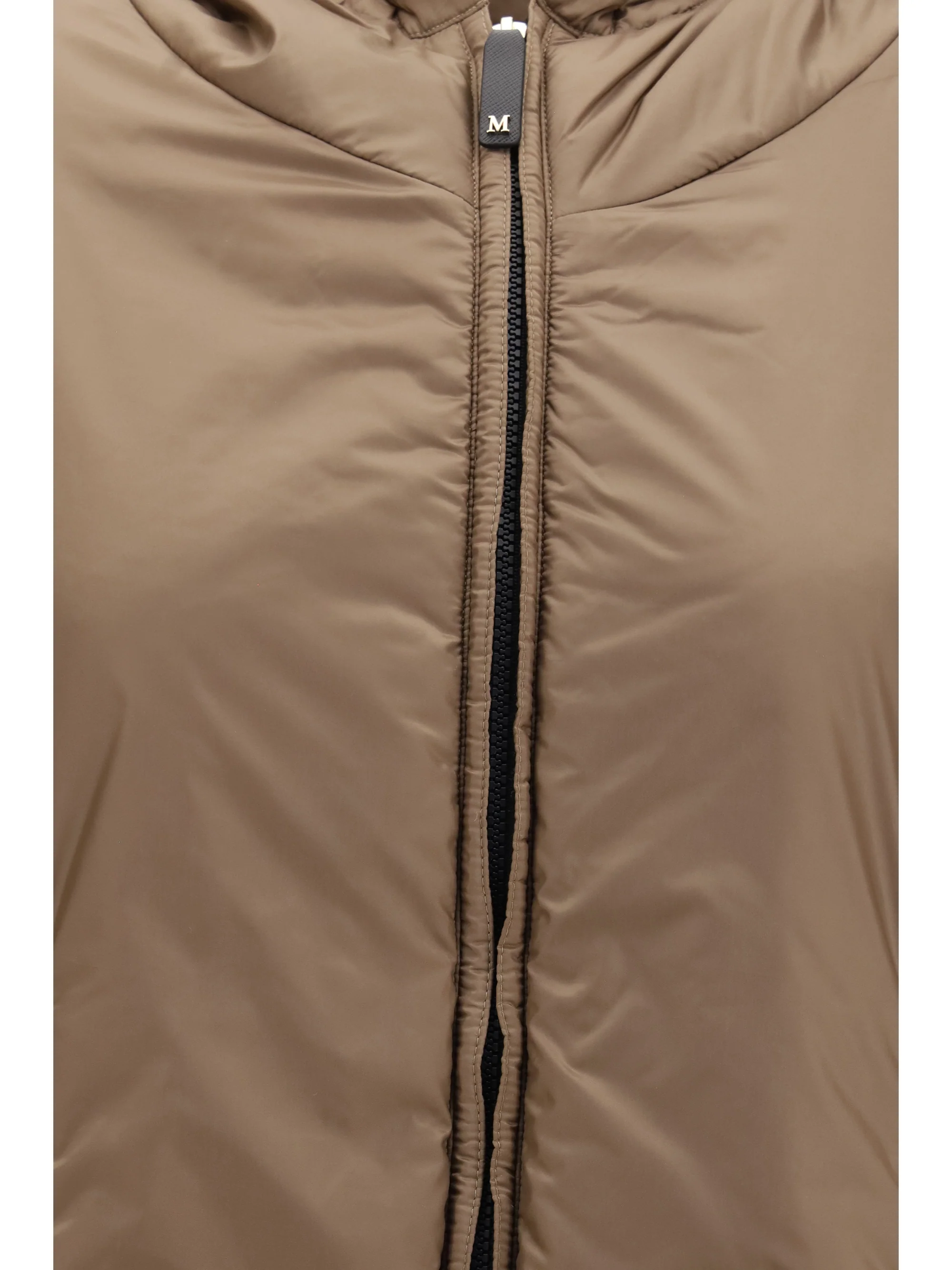 hooded padded vest in water repellent canvas