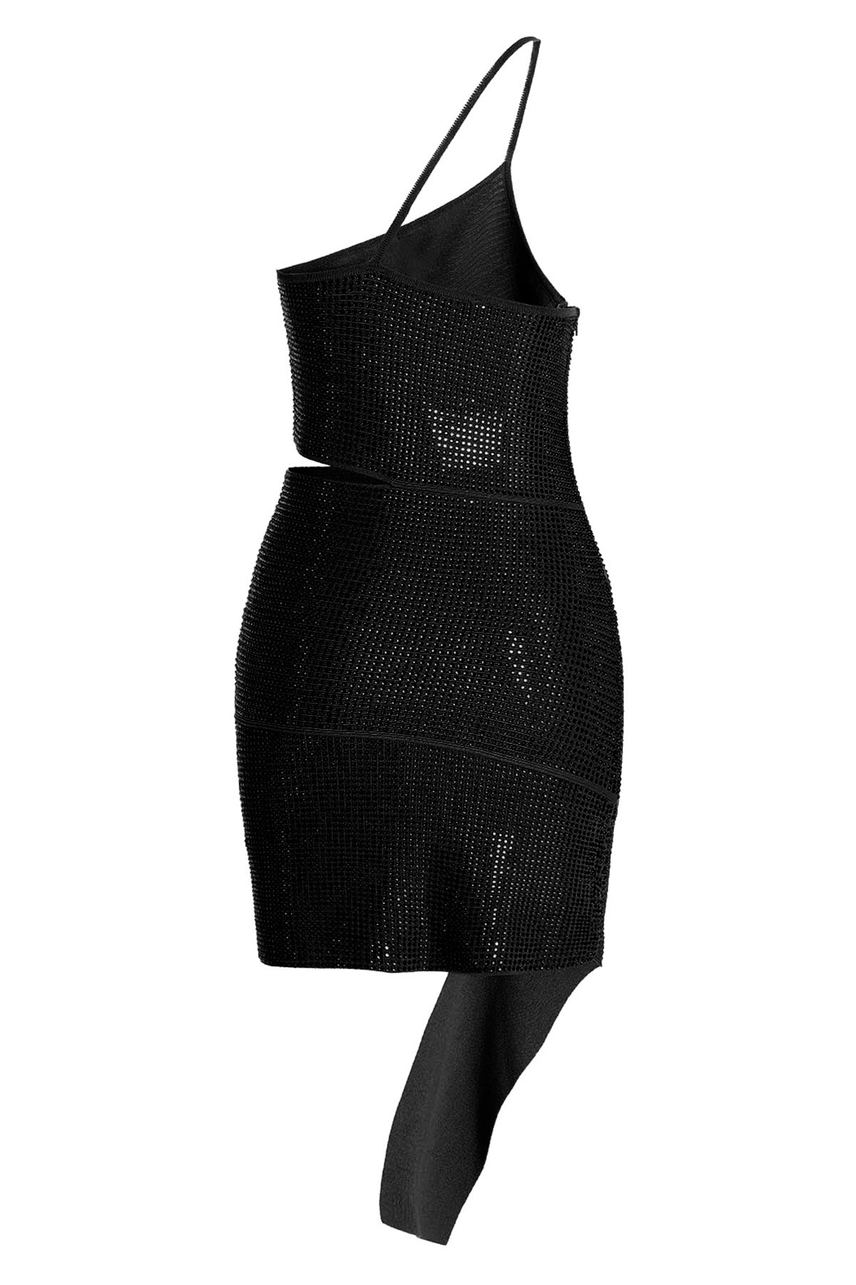 ANDREĀDAMO XS one shoulder knit dress withll-over sequin appliqués