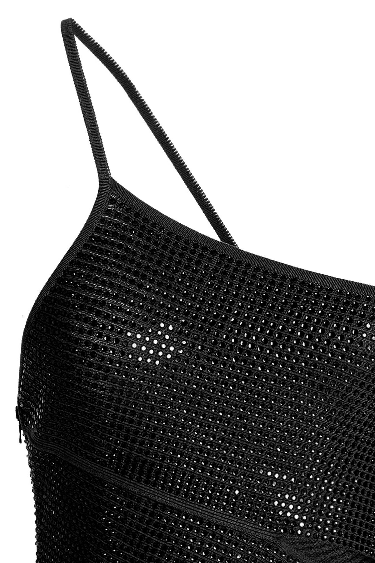 one shoulder knit dress withll-over sequin appliqués