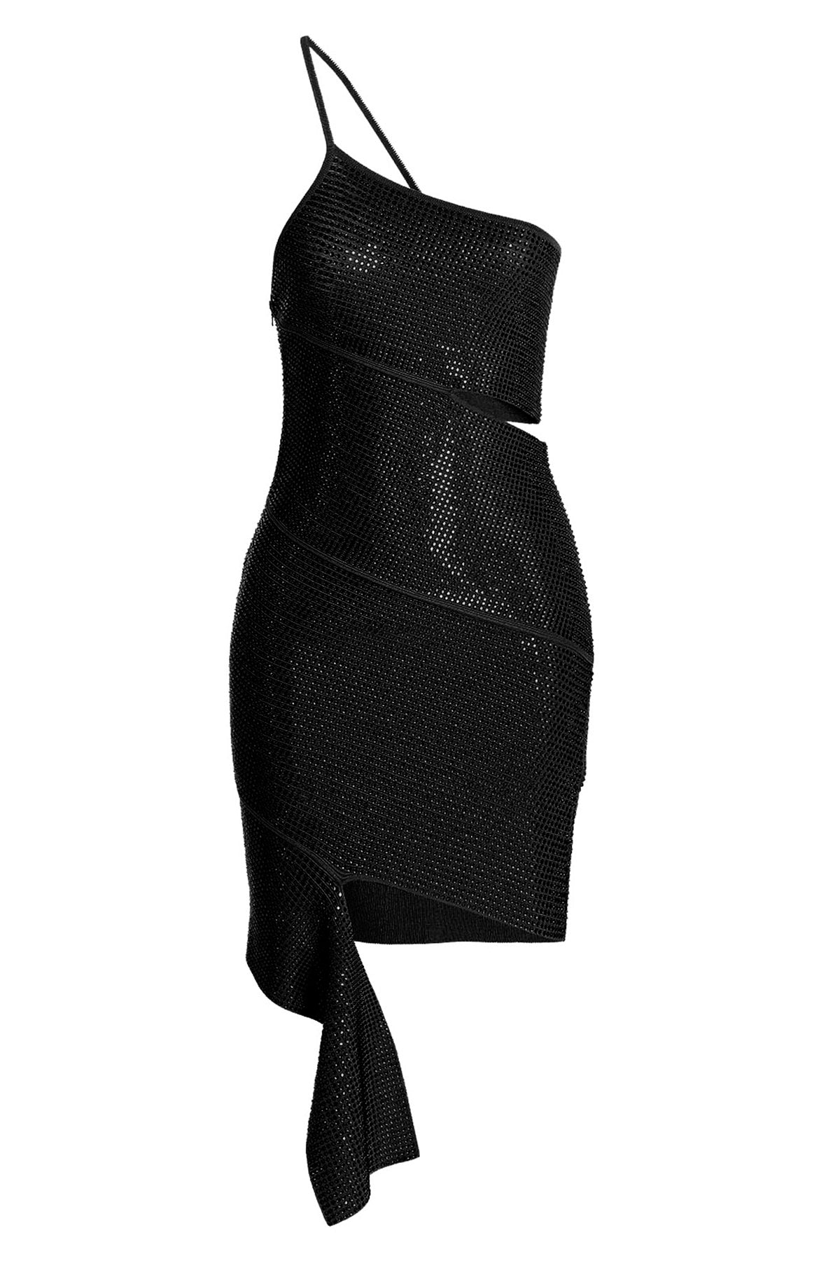 ANDREĀDAMO XS one shoulder knit dress withll-over sequin appliqués