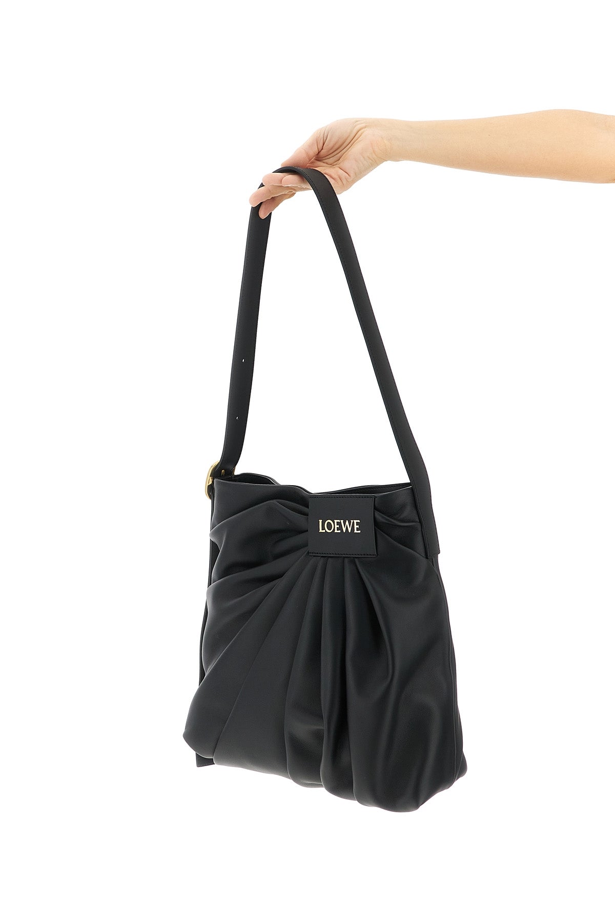 LOEWE OS draped tote shoulder bag in smooth leather
