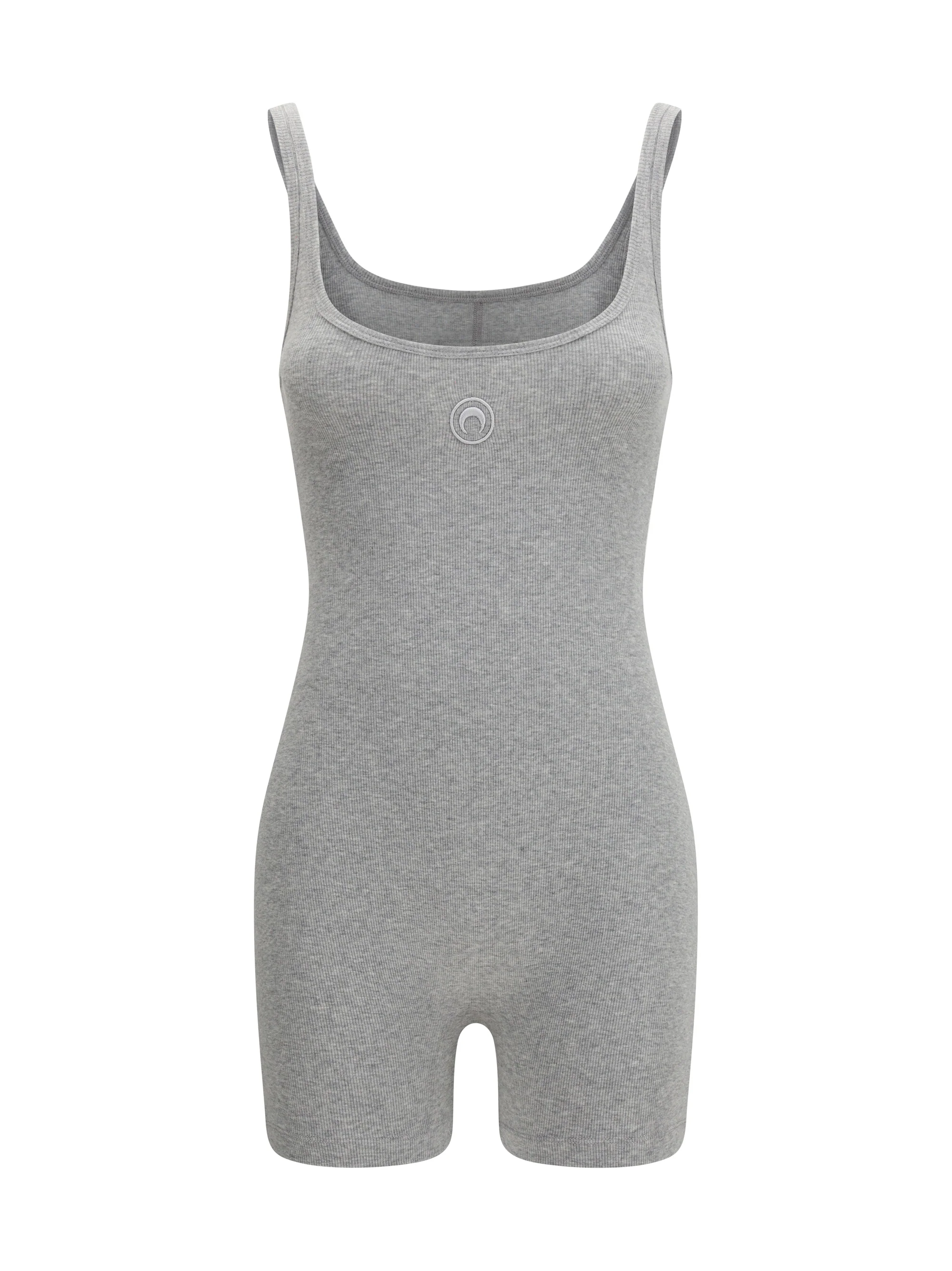 moon logo ribbed jersey short catsuit