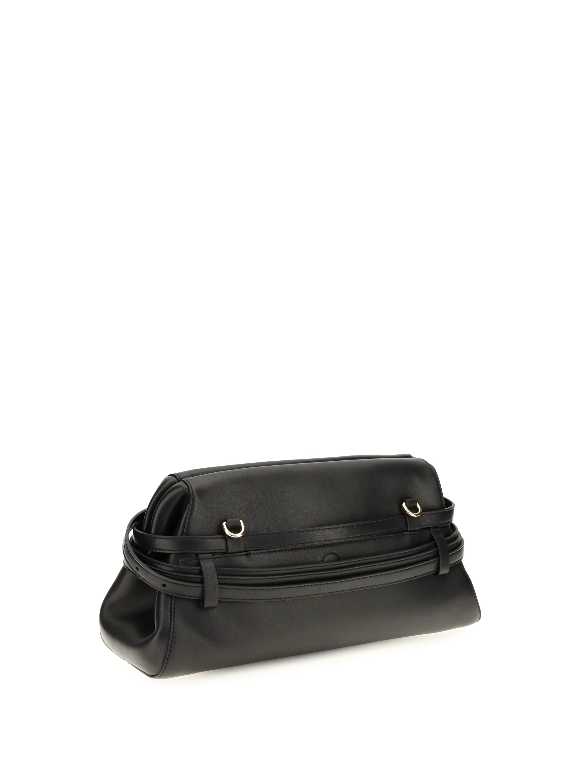 leather clutch with buckle detail