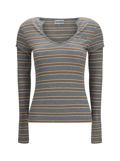 ribbed v-neck long-sleeve t-shirt