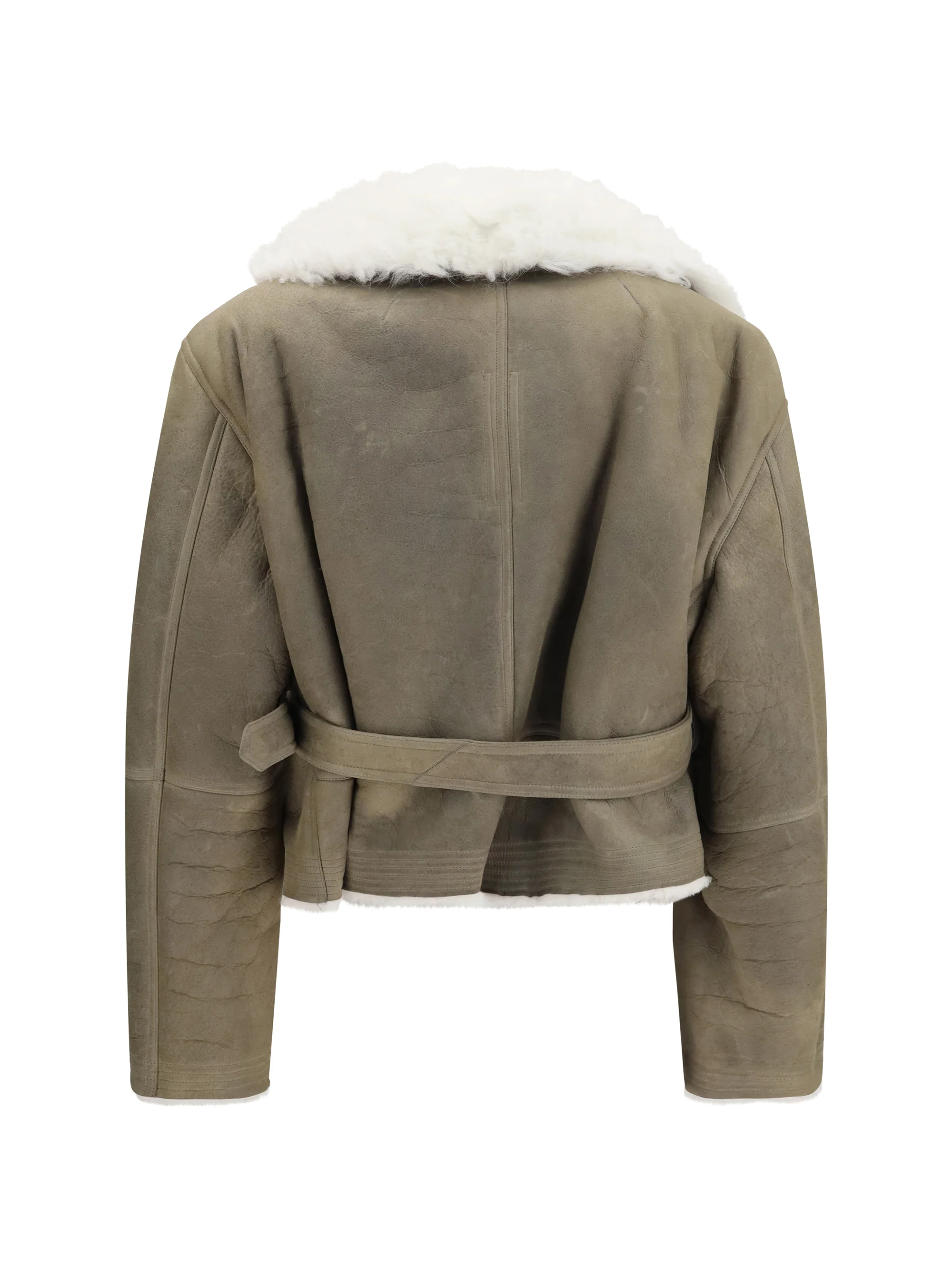 RICK OWENS OS cropped suede and shearling flight jacket