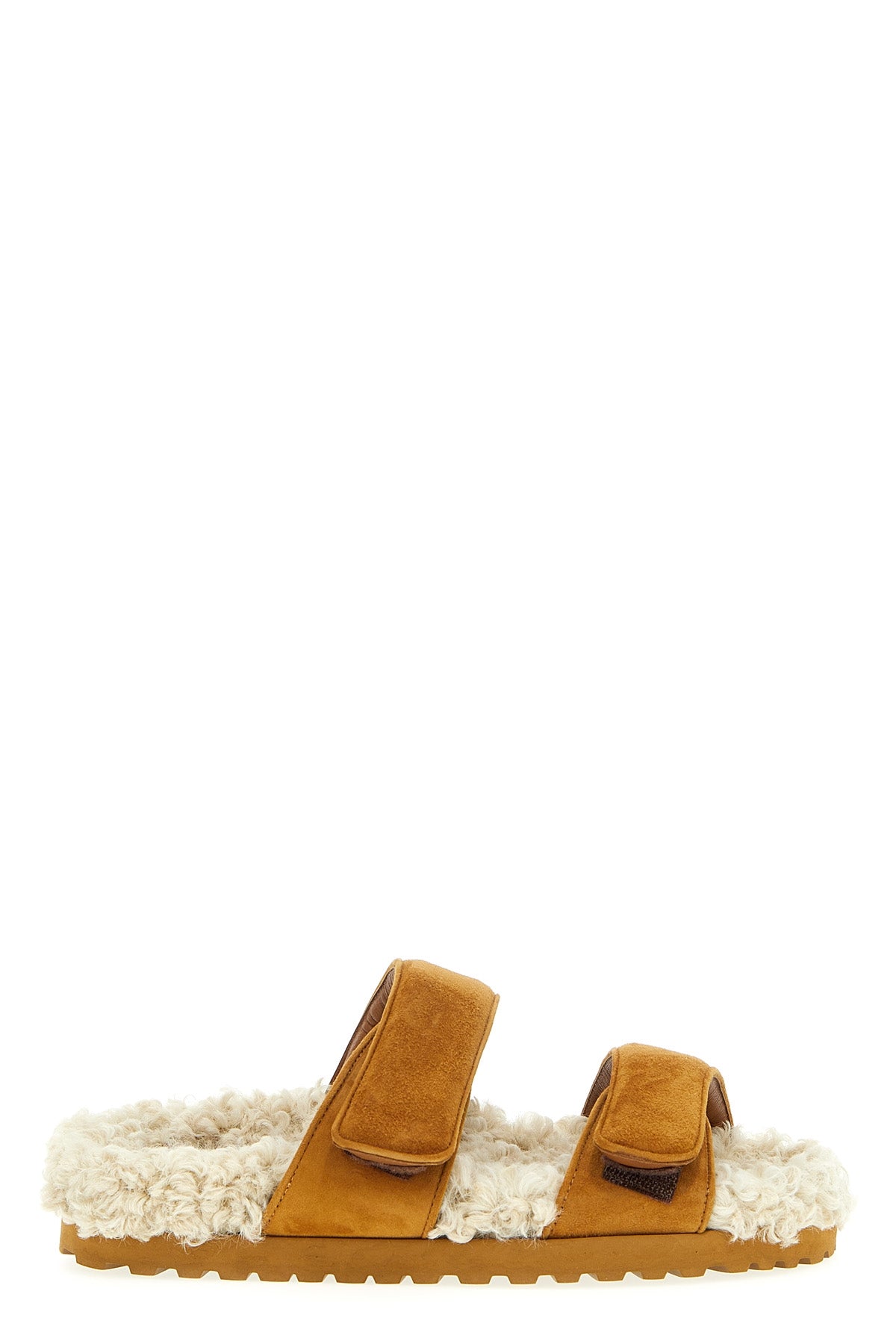 GIA BORGHINI 40 sandalo alvine in suede con fodera in shearling