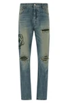 amiri hollywood mx1 used-effect stonewashed stretch cotton denim jeans